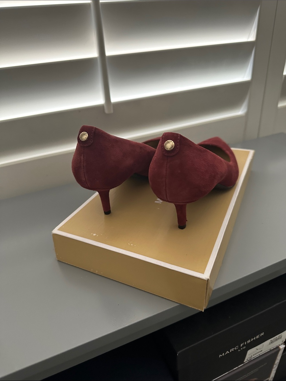 Michael Kors Wine Suede Pointed-Toe Kitten Heels - Picture 2 of 4